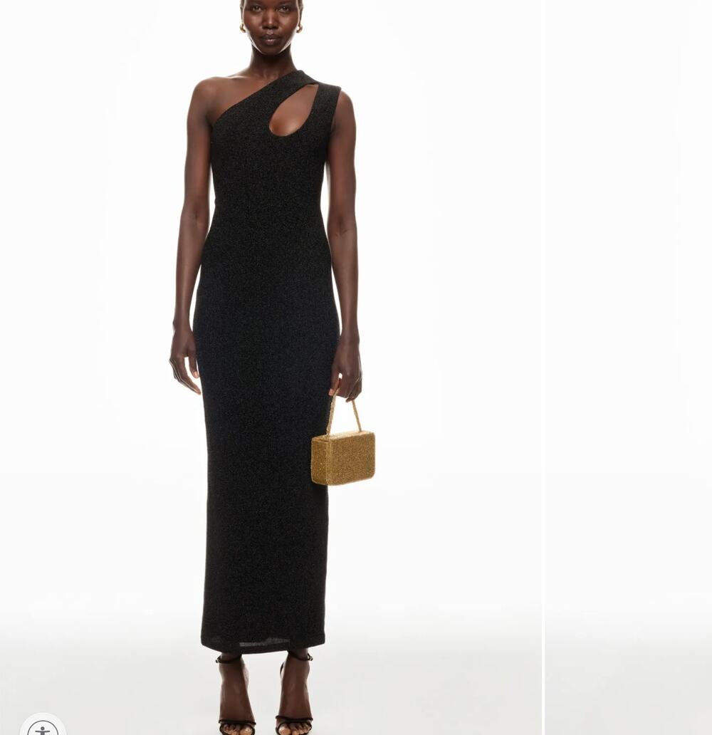 Elle Zeitoune Black One Shoulder Maxi Dress MEDIUM Cuout Bodycon Gown Party $360